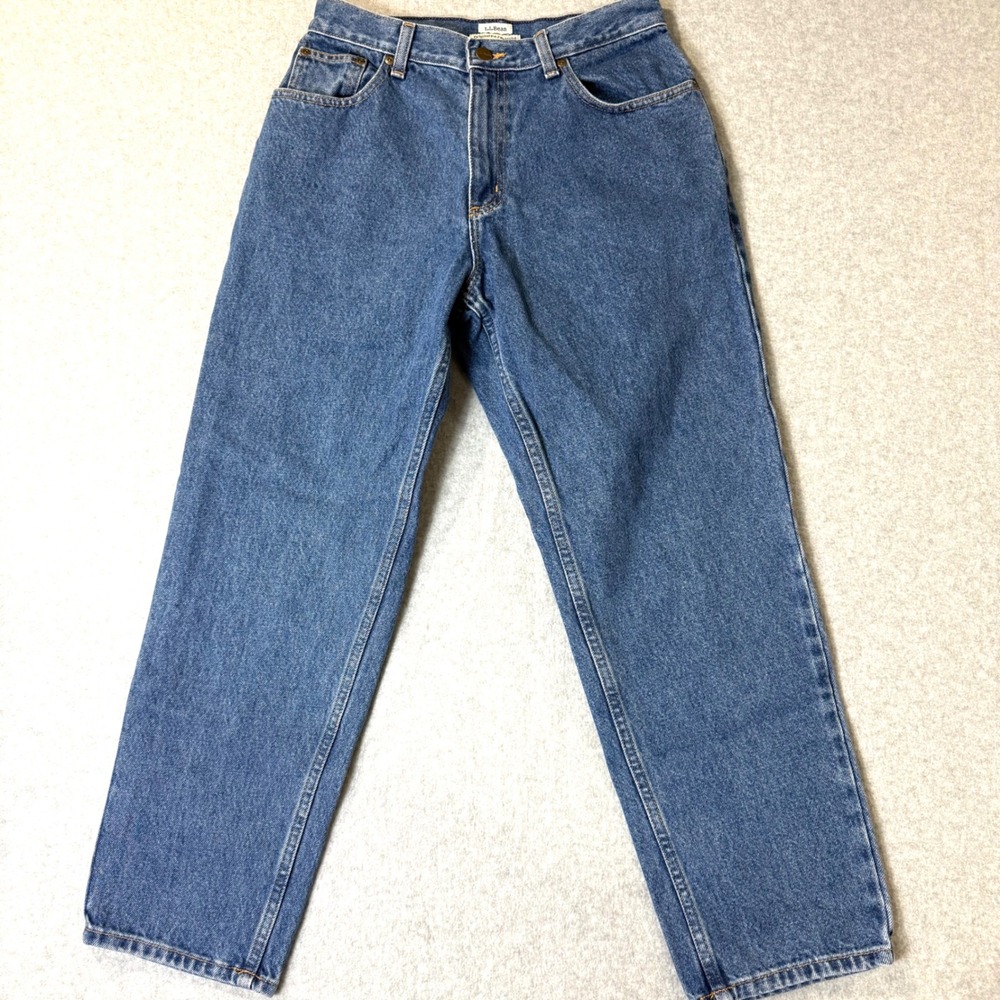 LL Bean Original Fit Relaxed Mom Jeans Womens 8 Petite Blue Denim High Rise